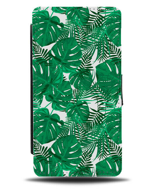 Vintage Stylish Jungle Leaves Flip Wallet Case Palm Tree Leaves Shapes E708
