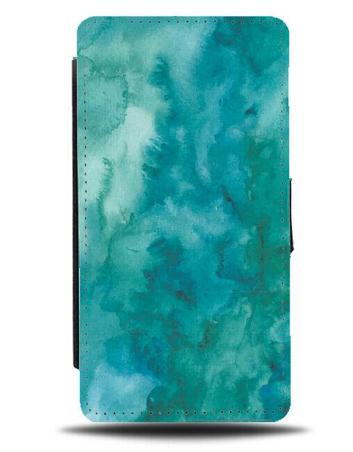 Turquoise Green Oil Painting Flip Cover Wallet Phone Case Coloured Art C322