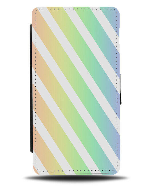 Fun Multicoloured White Stripes Flip Cover Wallet Phone Case Multicolour i846