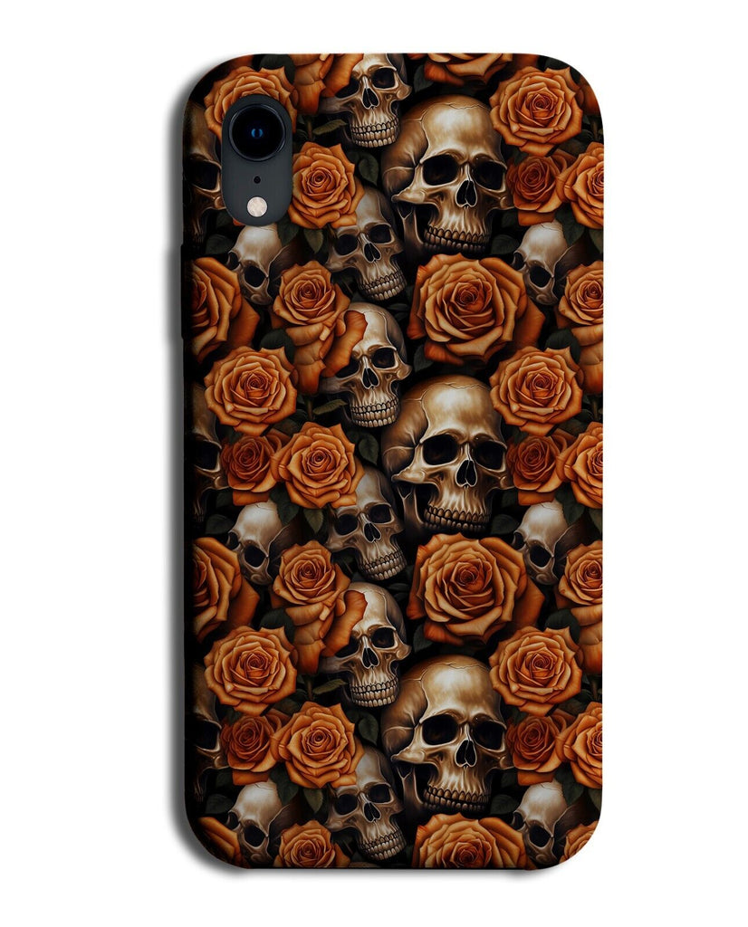Orange Skulls and Roses Phone Case Cover Skull Rose Flowers Coloured Gothic CF03