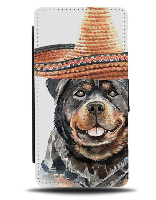 Mexican Rottweiler Flip Wallet Case Mexico Hat Sombrero Costume Dog K745