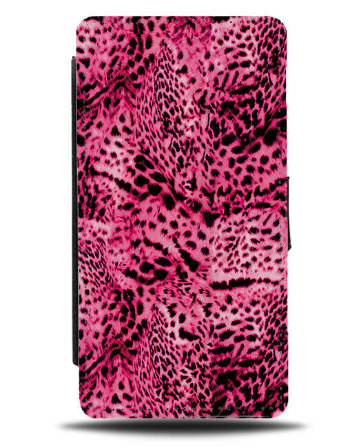 Hot Pink Leopard Print Flip Wallet Case Shapes Dots Animal Skin Cheetah G143