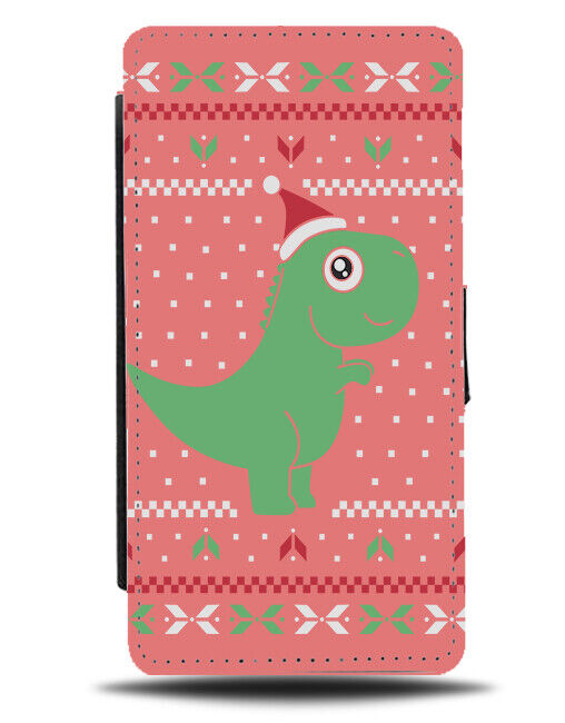 Christmas Jumper Dinosaur Edition Flip Wallet Case Style Dinosaurs Trex N956