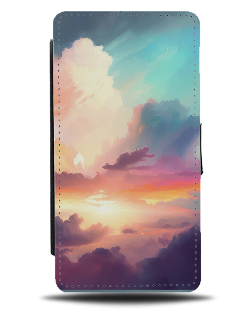 Clouds In The Sky Oil Painting Flip Wallet Case Cloud Heaven Sun Through CV14
