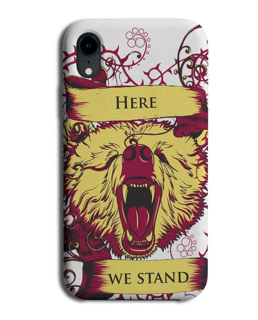 Dark Red & Yellow Angry Growling Bear Face Phone Case Cover Grizzly Cartoon E365