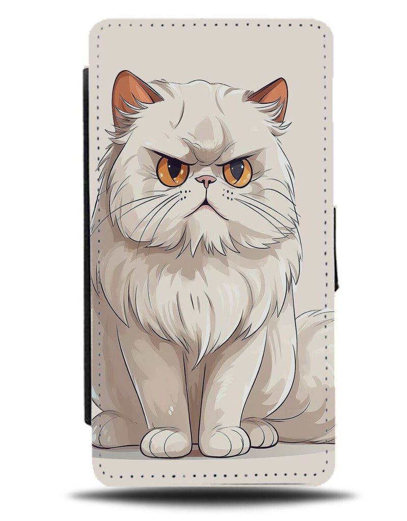 White Persian Cat Flip Wallet Case Cats Grumpy Angry Funny Face Fluffy DH45