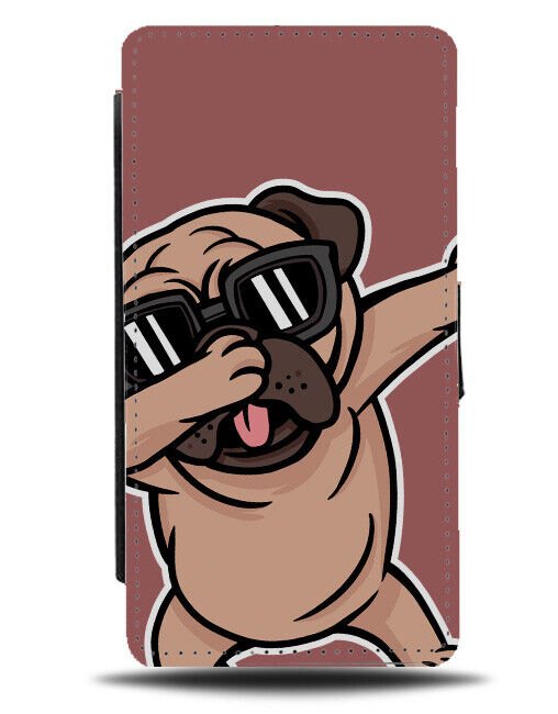 Dabbing Thug Life Pug Flip Wallet Case Dog Dogs Pugs Sunglasses Shades K151