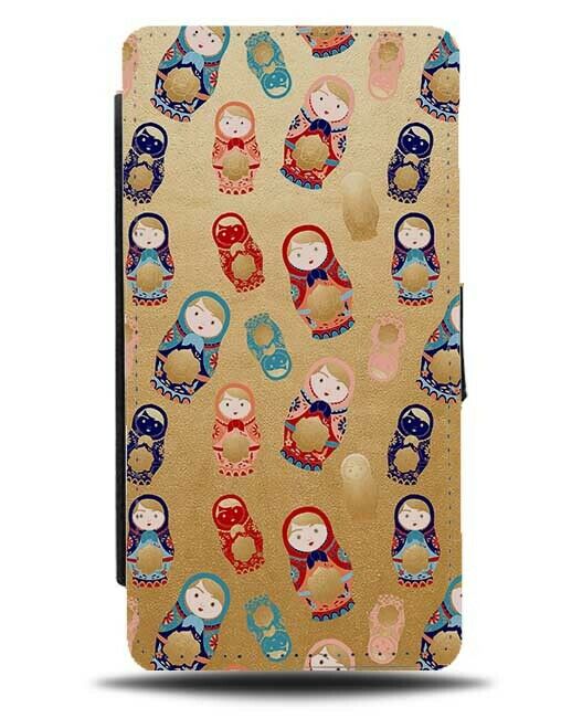 Golden Russia Dolls Flip Wallet Case Doll Russian Moscow Traditional Small F775
