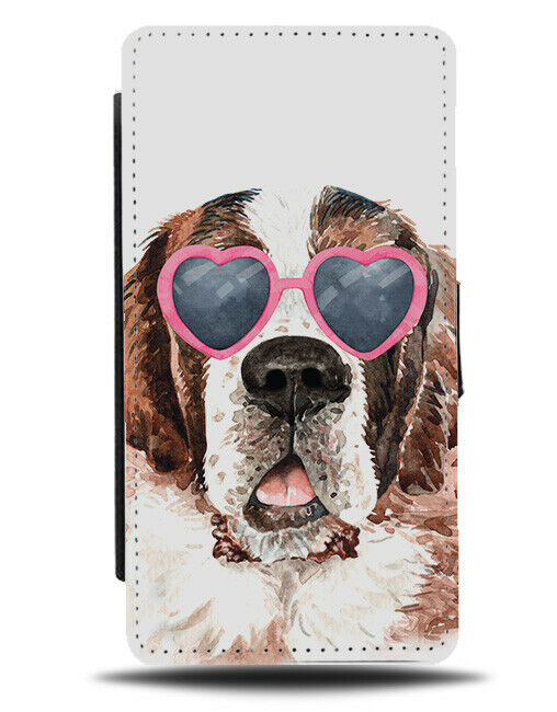 St Bernard Flip Wallet Phone Case Dog Love Heart Sunglasses Funny Saint K622