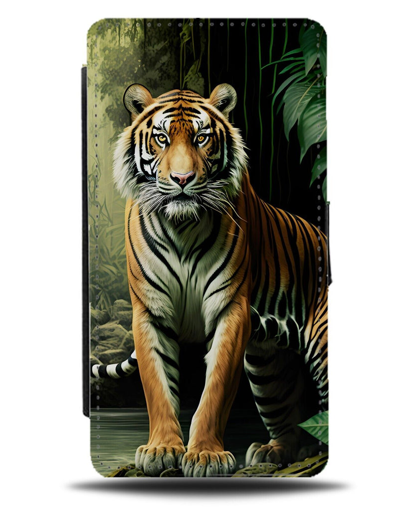 Dark Artistic Photograph Of Tiger Flip Wallet Case Orange Black Portrait CS15