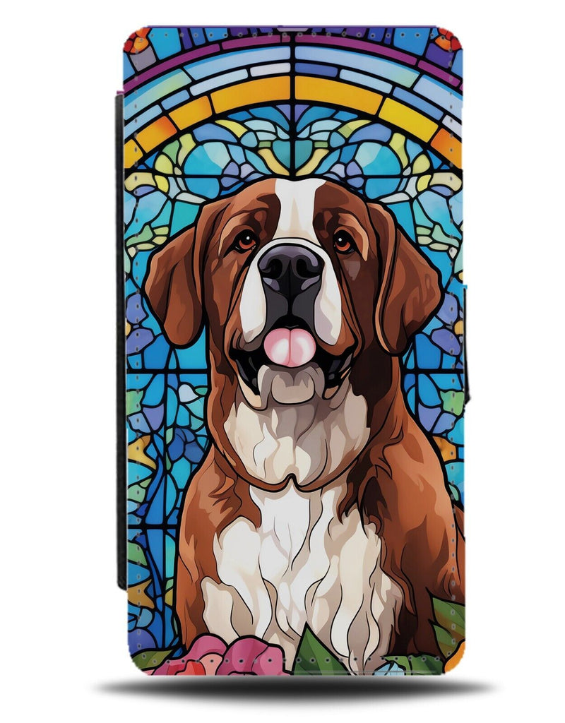 Saint Bernard Dog In Flowers Flip Wallet Case St Dogs Breed StBernard Gift DF99