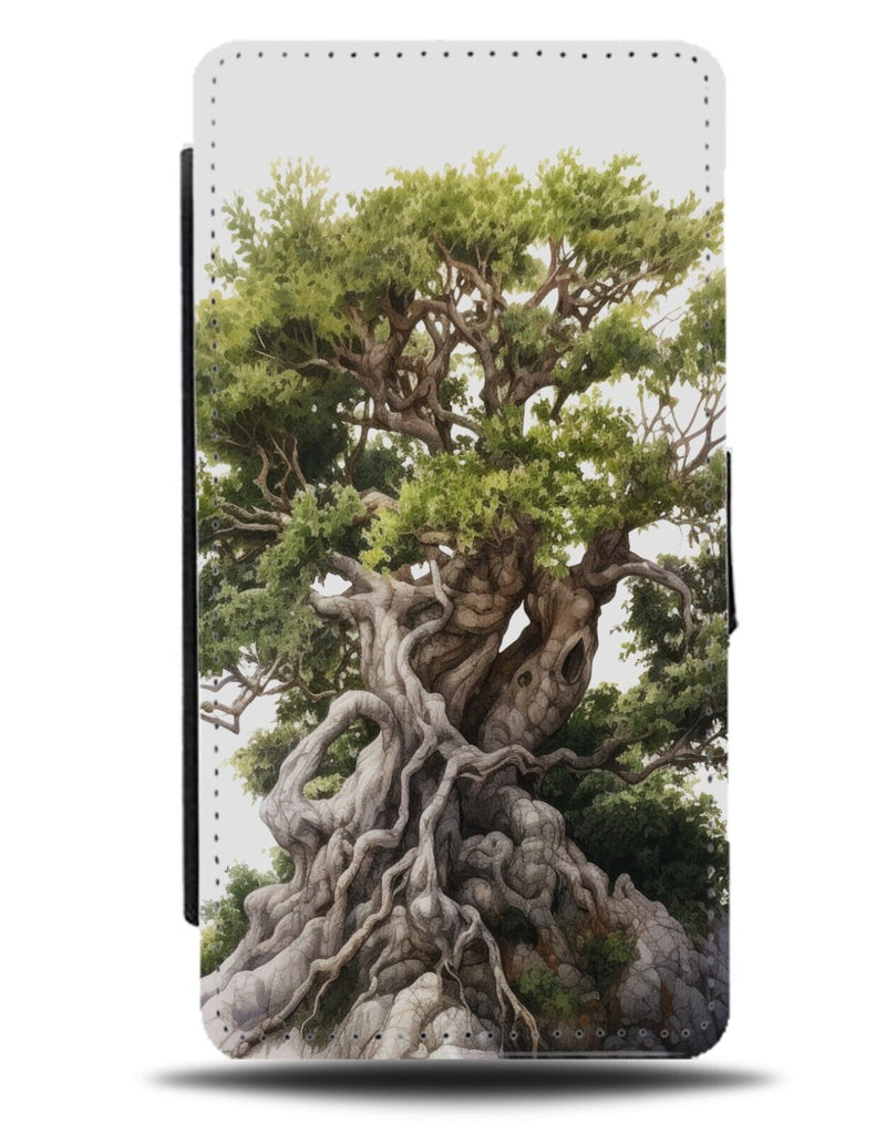 Tree Of Life Flip Wallet Case Bonsai Roots Old Large Wise Trees Leaves Cool CY09