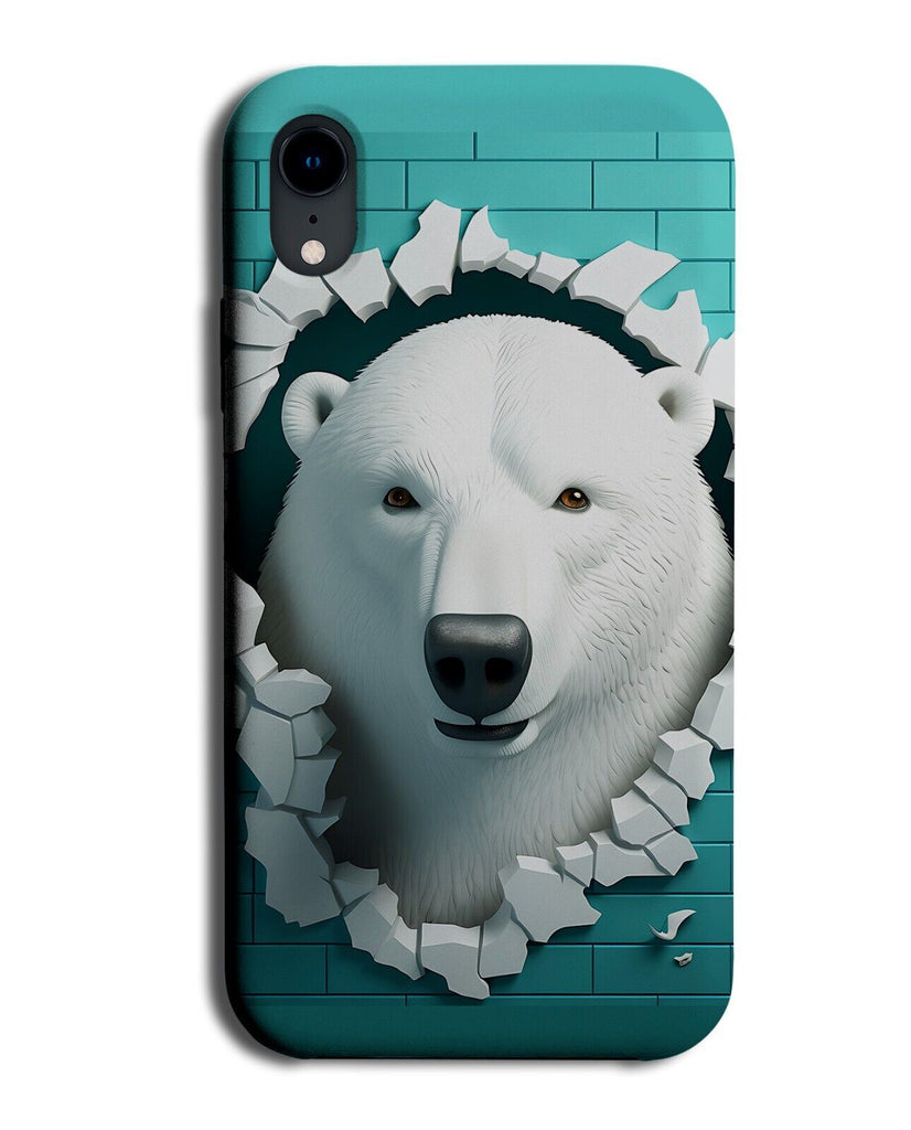 Funny Polar Bear 3D Cracked Wall Design Phone Case Cover Bears Face Head CV72