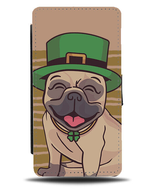 Irish Pug Flip Wallet Case Pugs Dogs Dog St Patricks Day In Hat Fancy Dress E707