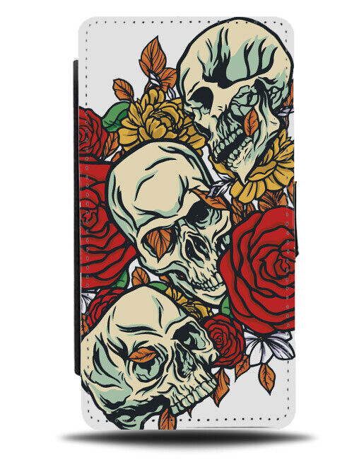 Skulls and Roses Flip Wallet Case Rose Flowers Flower Gothic Goth Heads Face 437