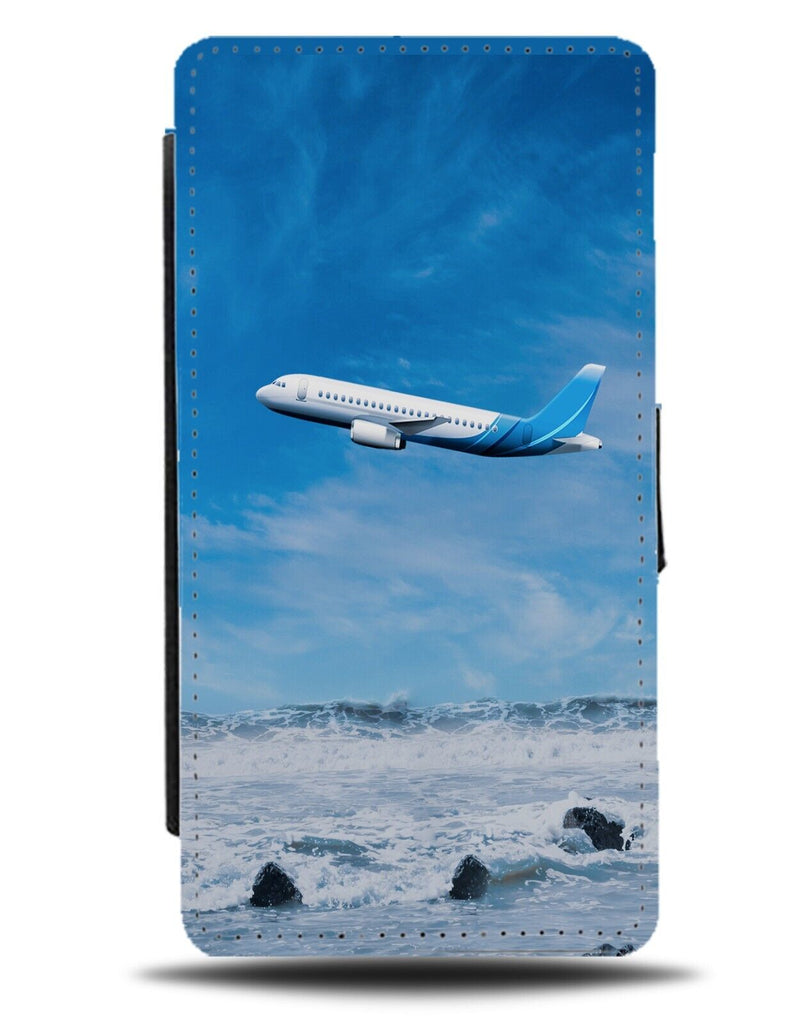 Plane Flying Over The Sea Flip Wallet Case On Beach Planes Jet Ocean Sky CX40