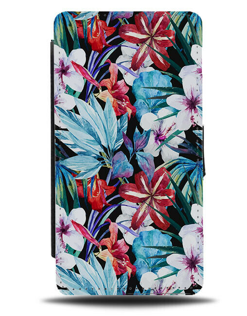 Vintage Flower Painting Print Flip Wallet Case Flowers Tropical Exotic G997