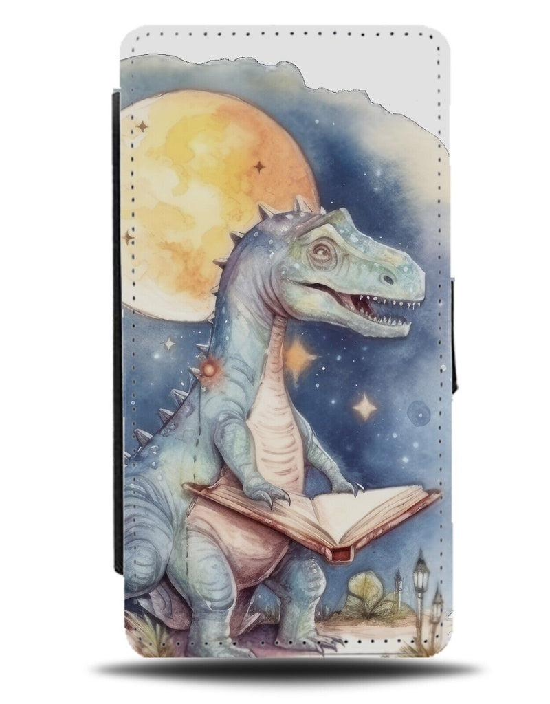Children's Dinosaur Reading A Bedtime Story Flip Wallet Case Stories Bed AJ90