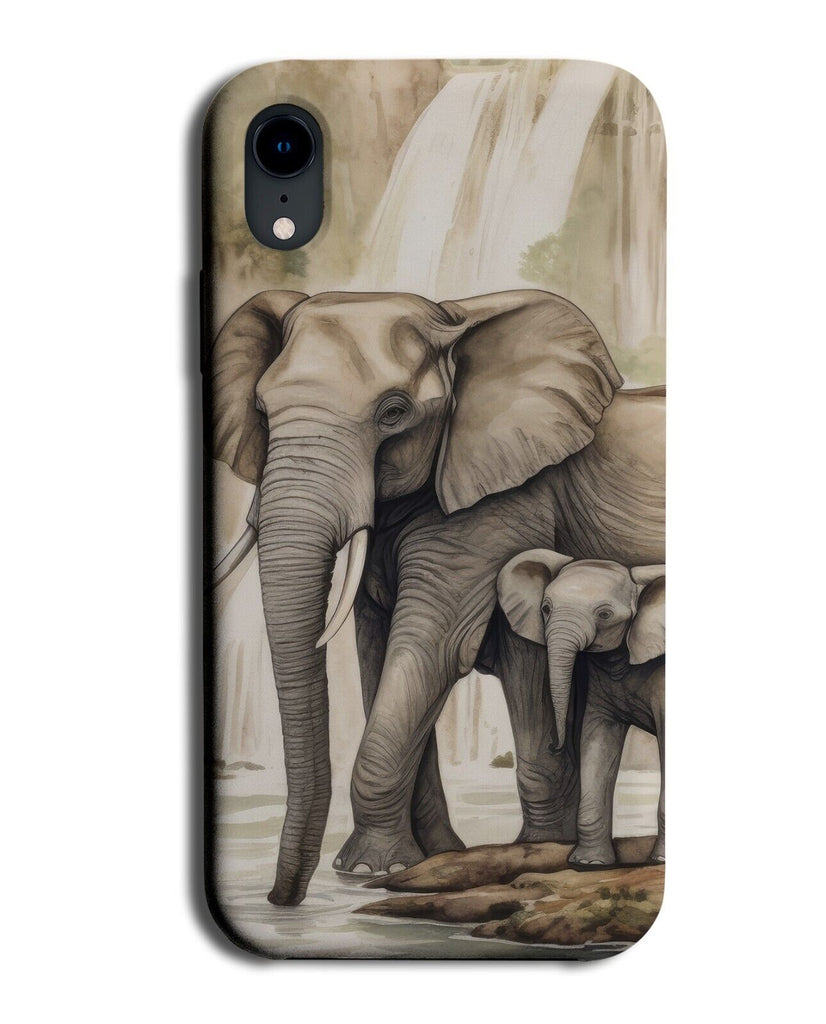 Mommy Elephant Painting Phone Case Cover Mummy Daddy Cute Son Daughter Zoo BE31
