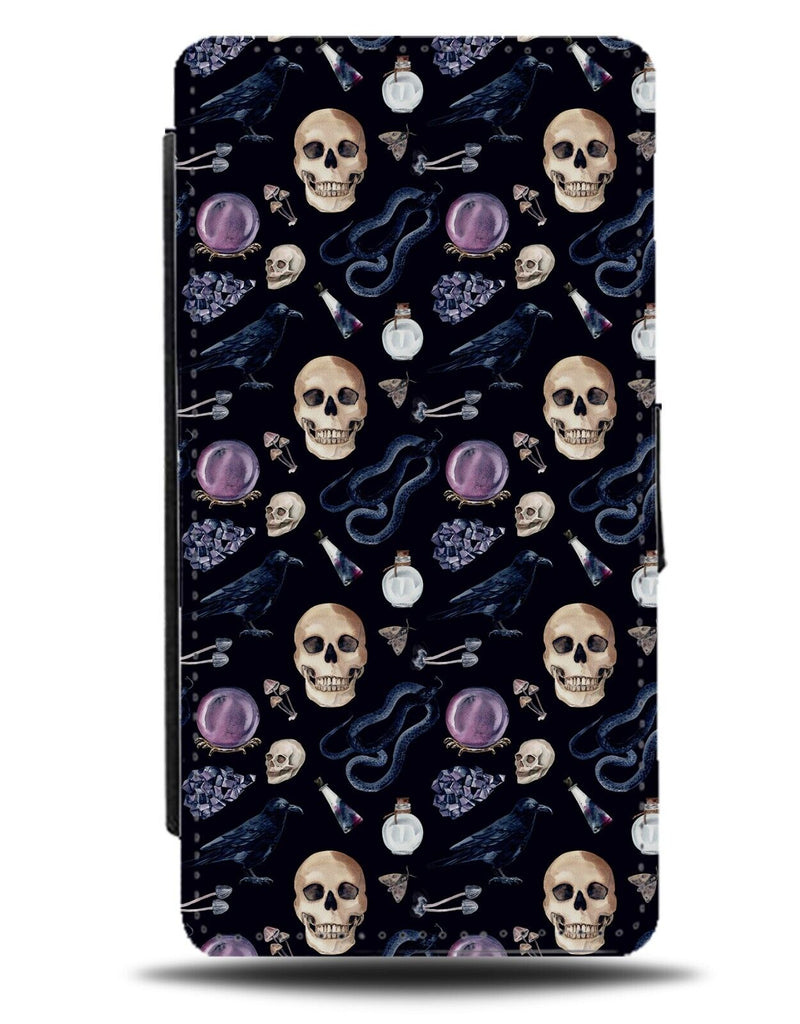 Halloween Pattern Flip Wallet Case Skulls Potions Snake Snakes Scary Spooks AS54