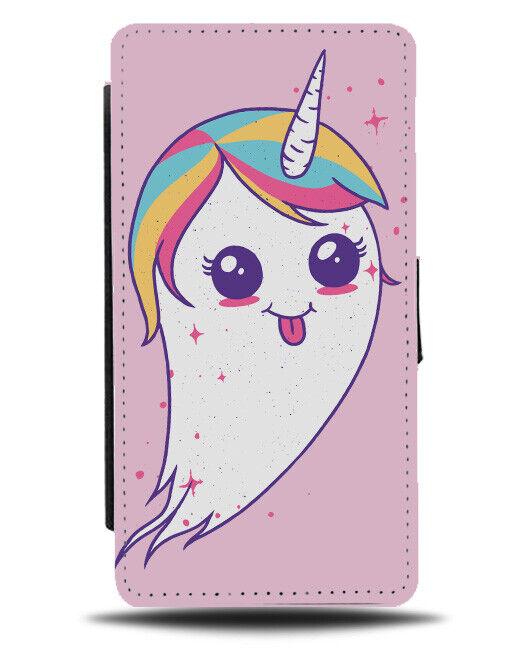 Unicorn Cartoon Ghost Flip Wallet Case Unicorns Ghosts Rainbow Wig Ghouls K333