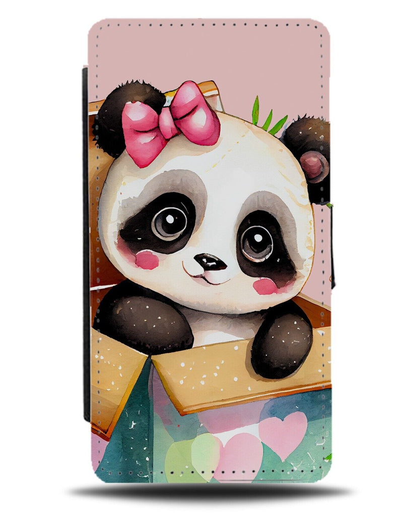 Baby Girl Panda Cartoon Flip Wallet Case Girls Women's Kids Bow Bows Pink AH75