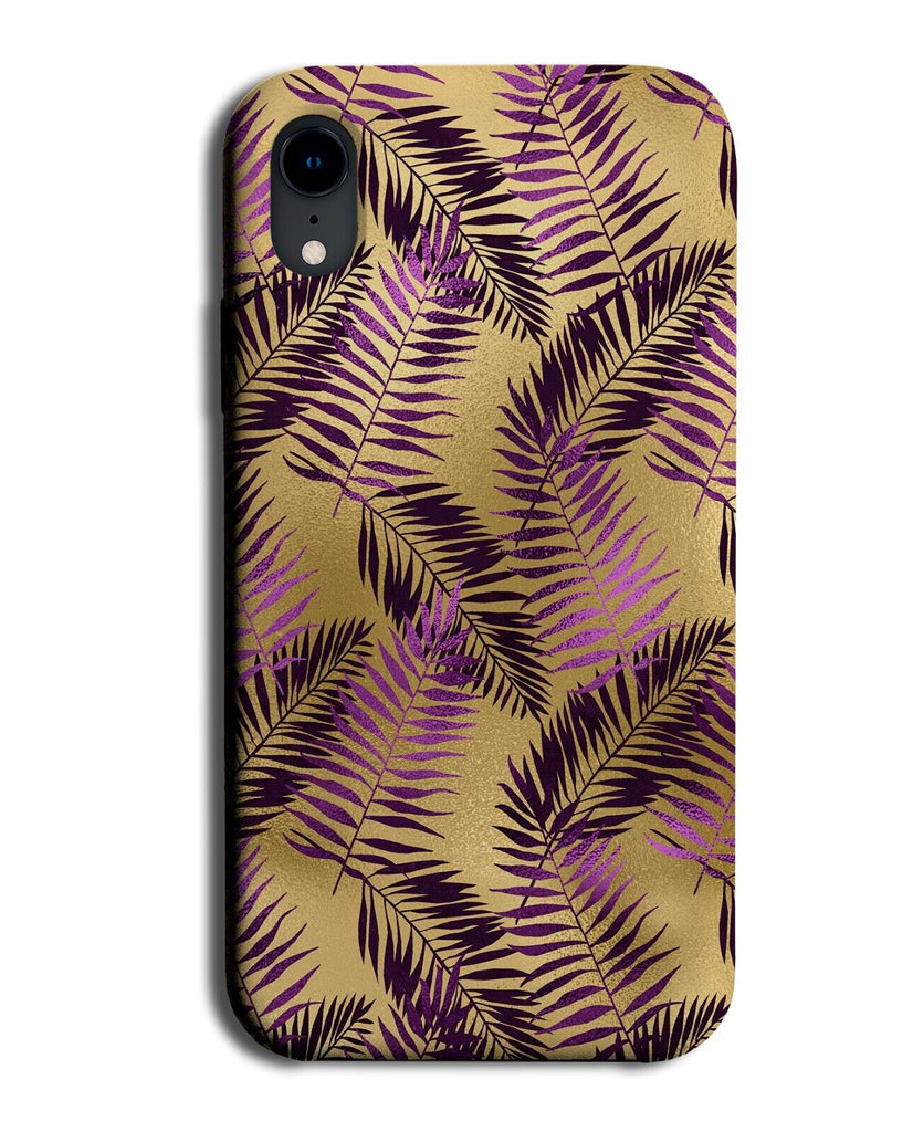Violet and Gold Palm Tree Leaves Phone Case Cover Leaf Golden Fearne Purple AJ17