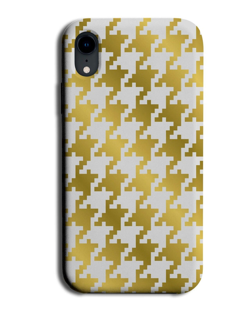 White and Gold Houndstooth Pattern Phone Case Cover Golden Hounds Tooth AS14