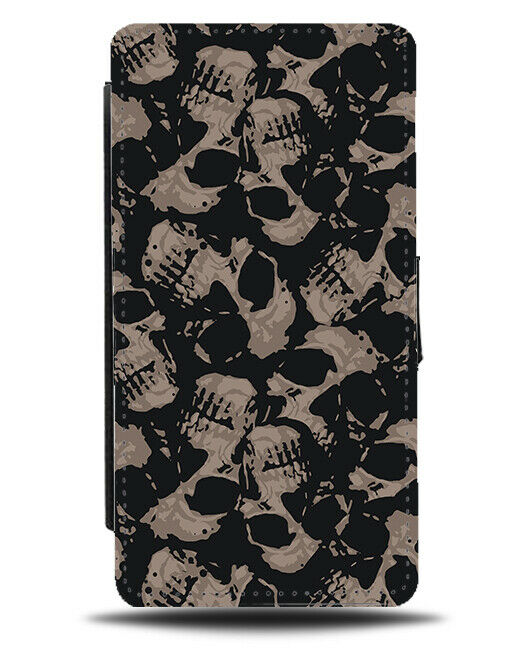 Dark Gothic Grey and Black Skull Abstract Flip Wallet Case Skulls Emo H710
