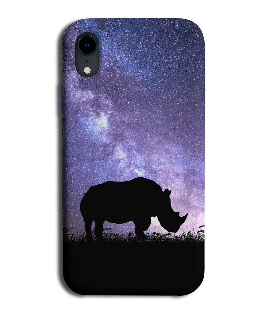 Rhino Silhouette Phone Case Cover Rhinos Galaxy Moon Universe i223