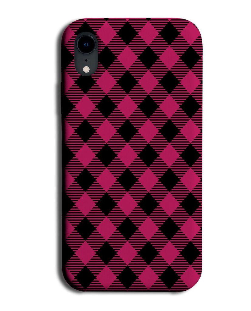 Diamond Shapes Plaid Hot Pink and Black Phone Case Cover Pop Punk Fashion CJ67