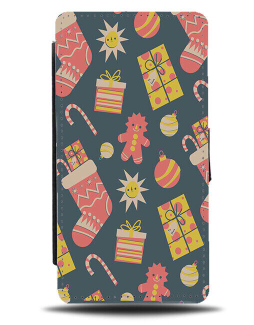 Christmas Holiday Gifts Flip Wallet Case Gift Pattern Presents Stockings N690