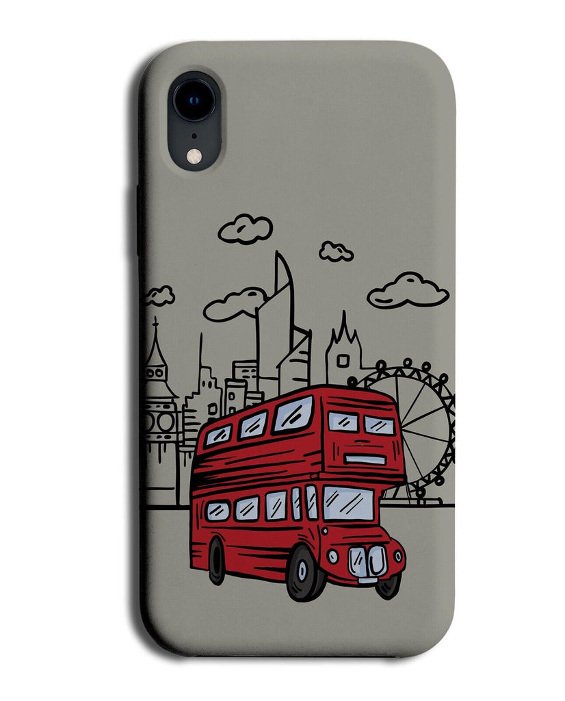 Cartoon London Double Decker Bus Phone Case Cover Buses City Drawing Touris P952