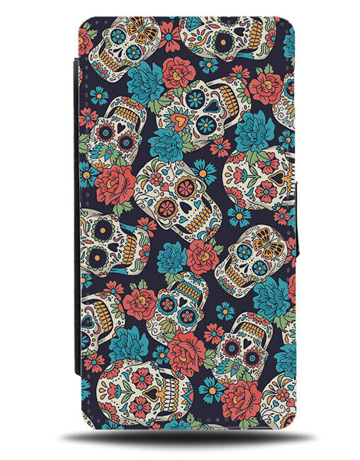 Mexican Sugarskull Pattern Flip Wallet Case Mexico Colourful Vintage Floral N584