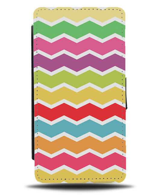 Colourful Rainbow Zig Zag Lines Flip Wallet Case Shapes Stripes Multicolour G521