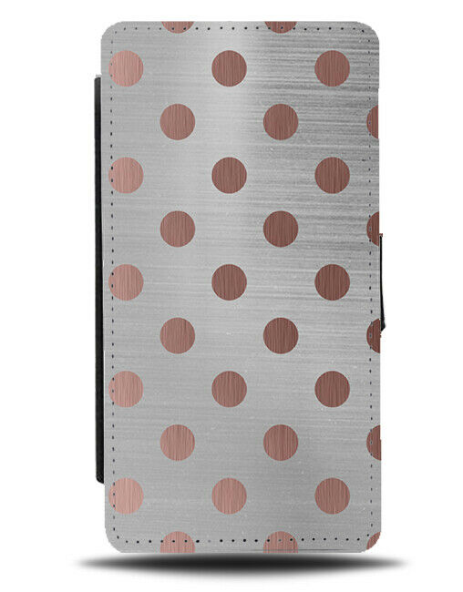 Silver and Rose Gold Spotted Flip Cover Wallet Phone Case Dots Spotty Spots i496