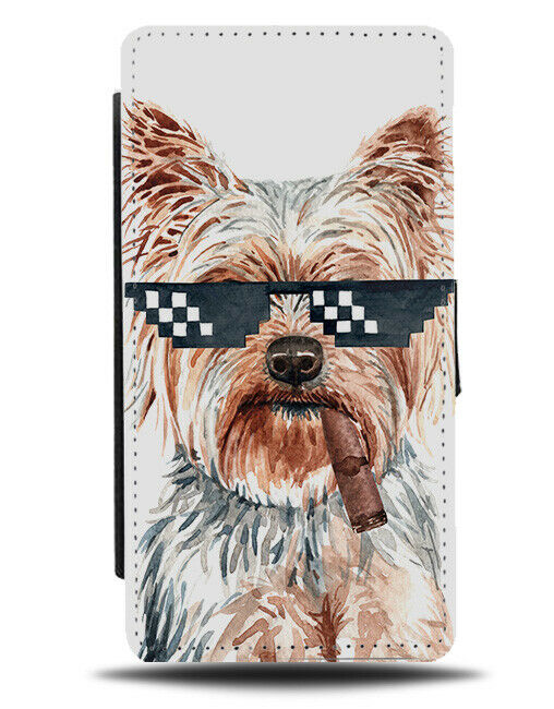 Thug Life Yorkshire Terrier Flip Wallet Phone Case Funny Gangster K662