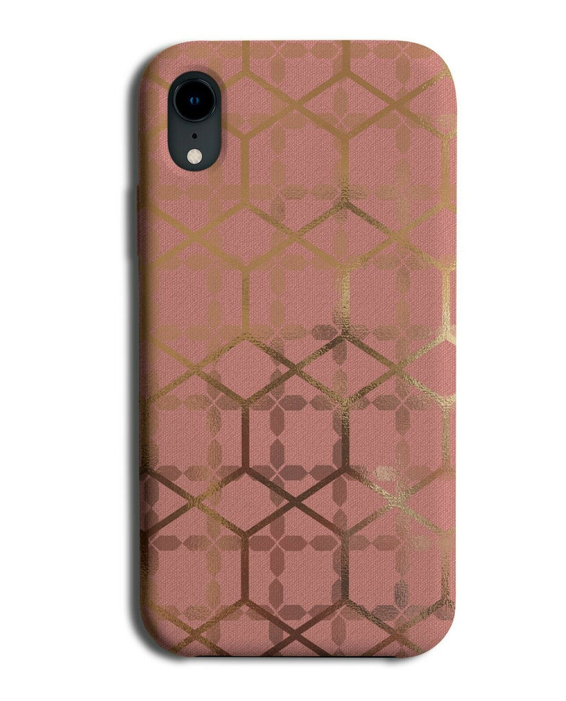 Pink and Gold Phone Case Cover Geometric Rose Gold Coloured Pattern Design F908