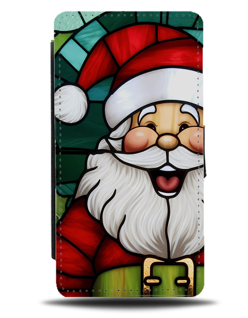 Funny Happy Fat Santa Flip Wallet Case Santas Face Christmas Kids Jolly DF79