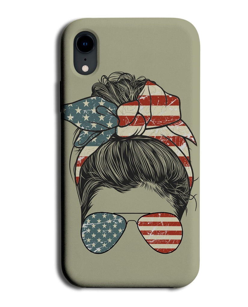 Vintage Messy Bun American Flag Phone Case Cover Hair USA Stripes Retro BF40