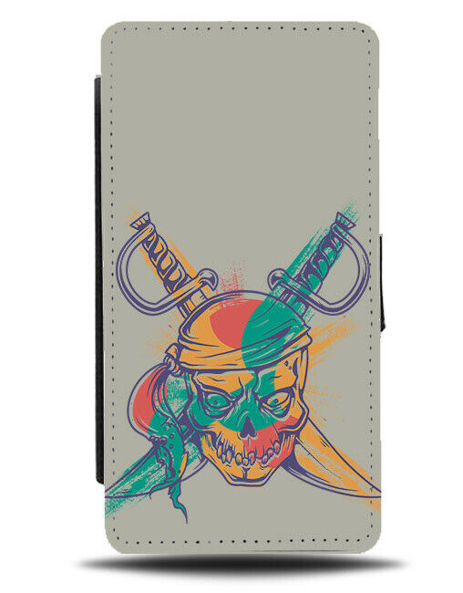 Colourful Paint Stained Skull Flip Wallet Phone Case Skulls Head Face E239