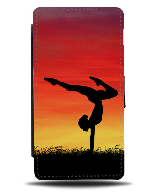 Gymnastics Flip Cover Wallet Phone Case Gymnast Girls Womens Sunrise Sunset i760