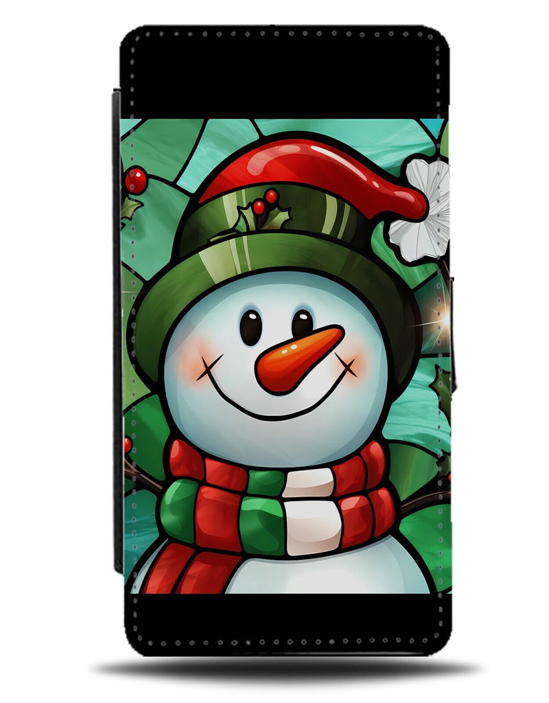 Children's Happy Snowman Flip Wallet Case Snowmen Smile Smiling Happiness DF80
