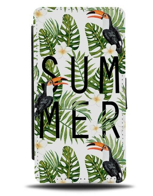 Toucan Birds Flip Wallet Case Rainforest Jungle Palm Tree Leaves Leaf F168