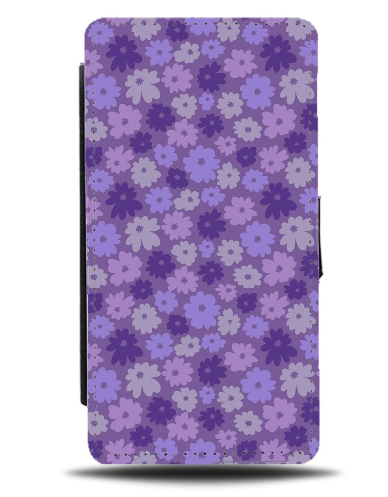 Purple Flowers Flip Wallet Case Floral Design Vintage Lilac Lavender Colour CK80