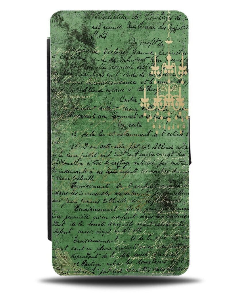 Emerald Writing Scrapbook Flip Wallet Case Words Handwriting Goth Gothic AM64