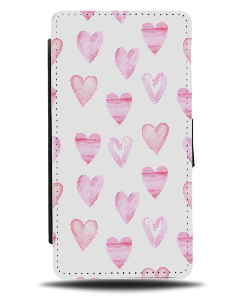 Pink Painted Love Hearts Flip Wallet Case Painting Print Artist Heart Light BC81