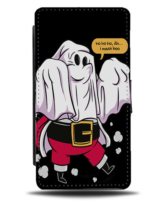 Funny Santa Ghost Costume Print Flip Wallet Case Halloween Christmas Outfit N934