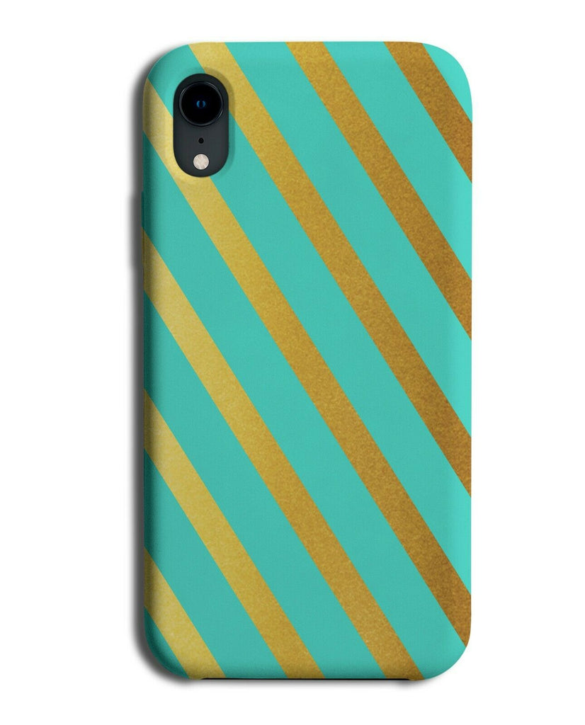 Turquoise Green and Golden Phone Case Cover Horizontal Stripes Gold Dark i823