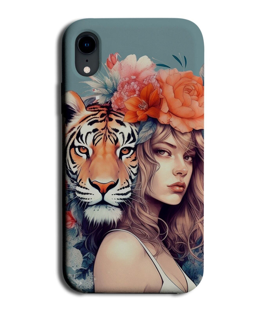 Woman and Tiger Artistic Fashion Phone Case Cover Tigers Face Girl Model CE59